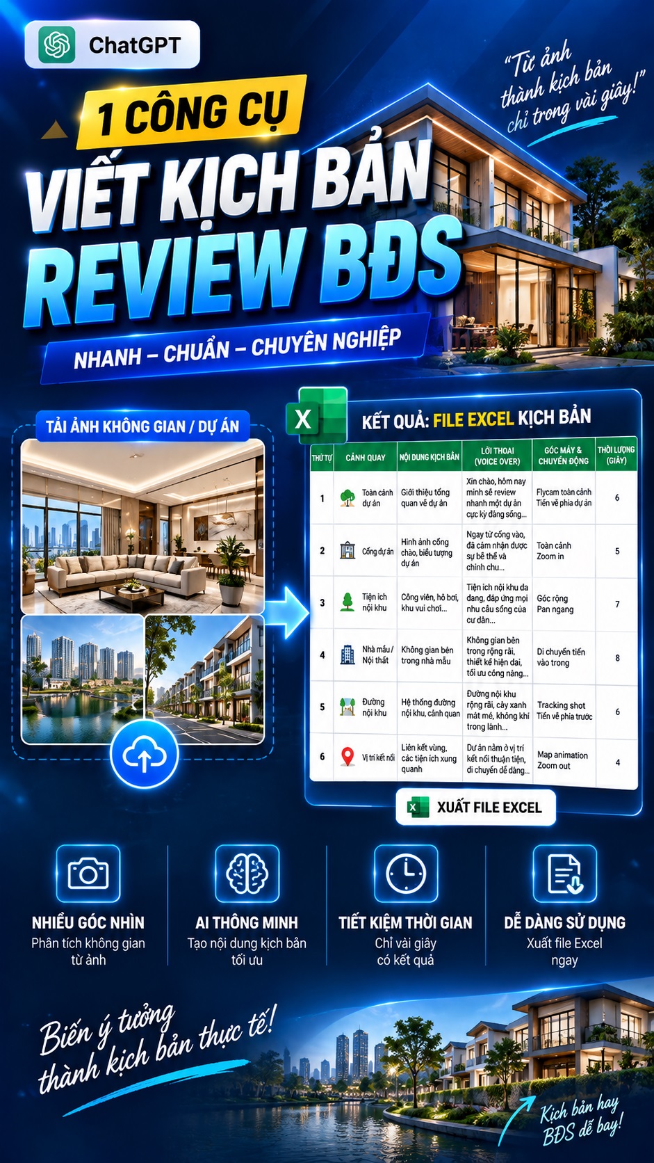 Bot viết kịch bản review BDS trên CHATGPT