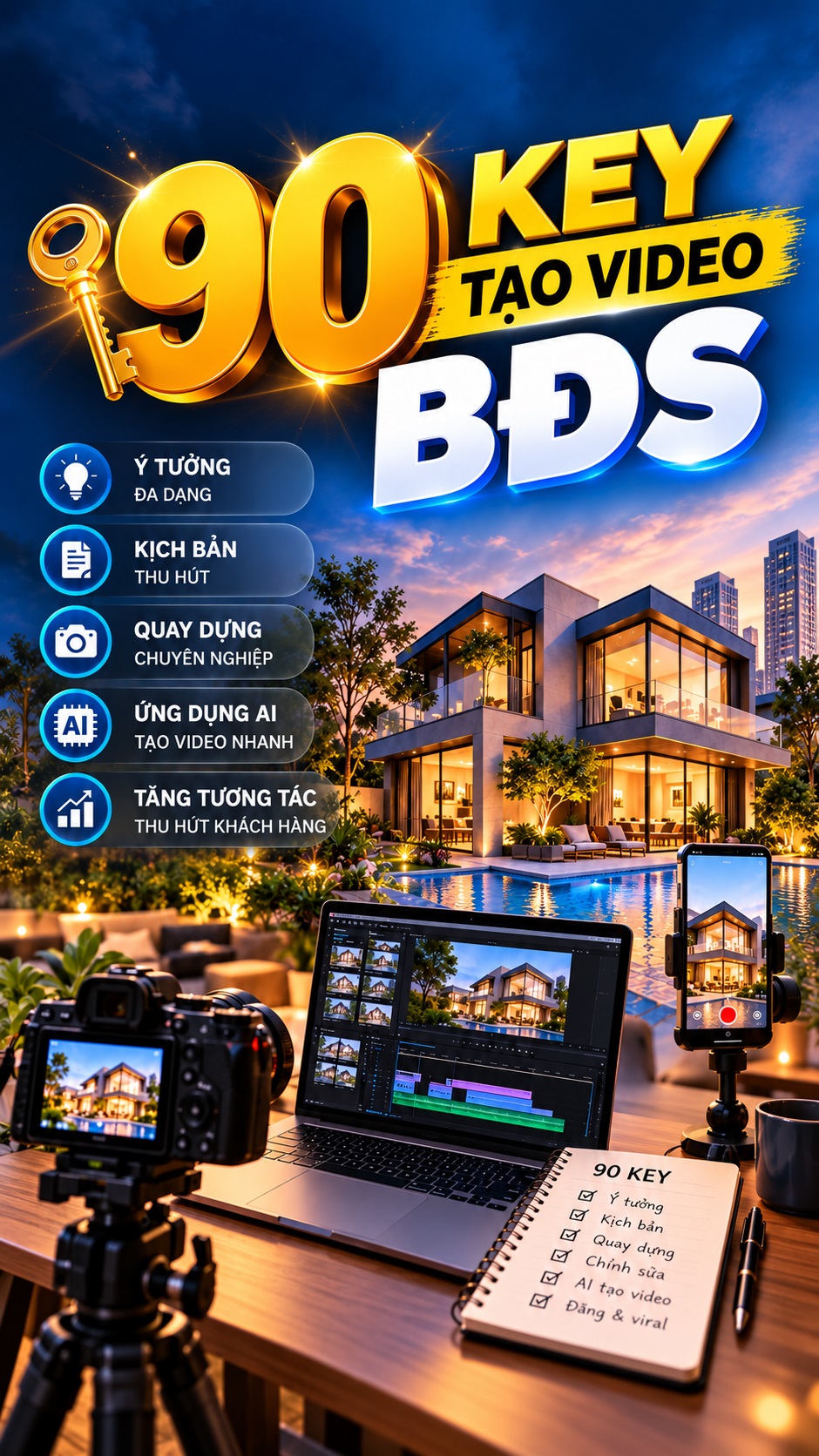 90 Key prompt tạo video shot bds